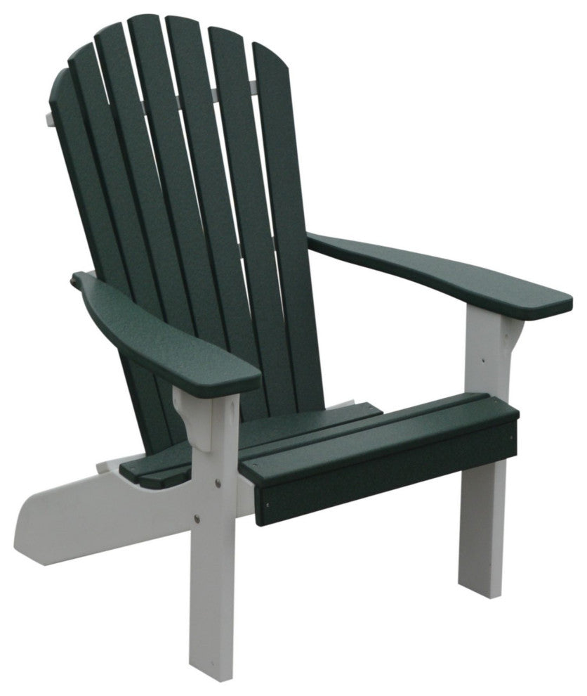 Poly Fanback Adirondack Chair, Turf Green, White Frame