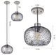 Mini Pendant Light Handblown, Clear, 6"x9", Brushed Nickel