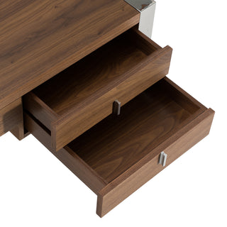 Modrest Orcutt Modern Walnut and Stainless Steel Desk