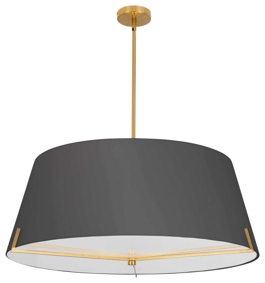 Preston Contemporary 4 Light Black Aged Brass Fabric Pendant