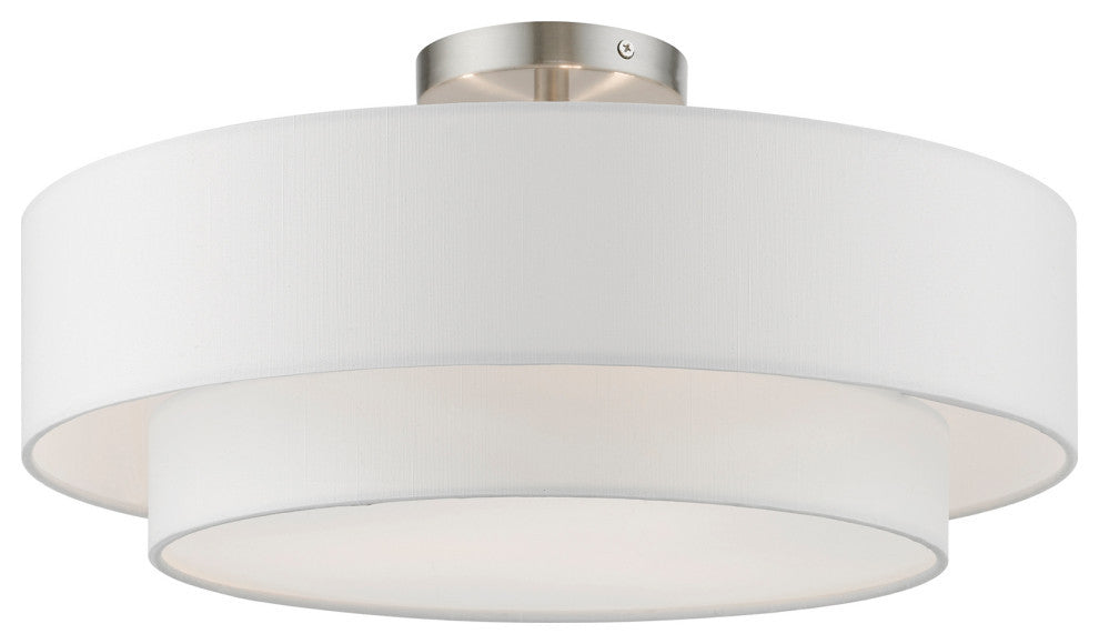 Meridian 3 Light Brushed Nickel Semi-Flush Mount