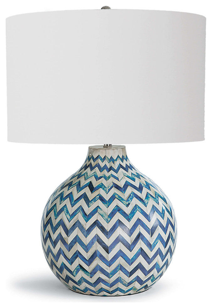 Chevron Bone Table Lamp, Indigo