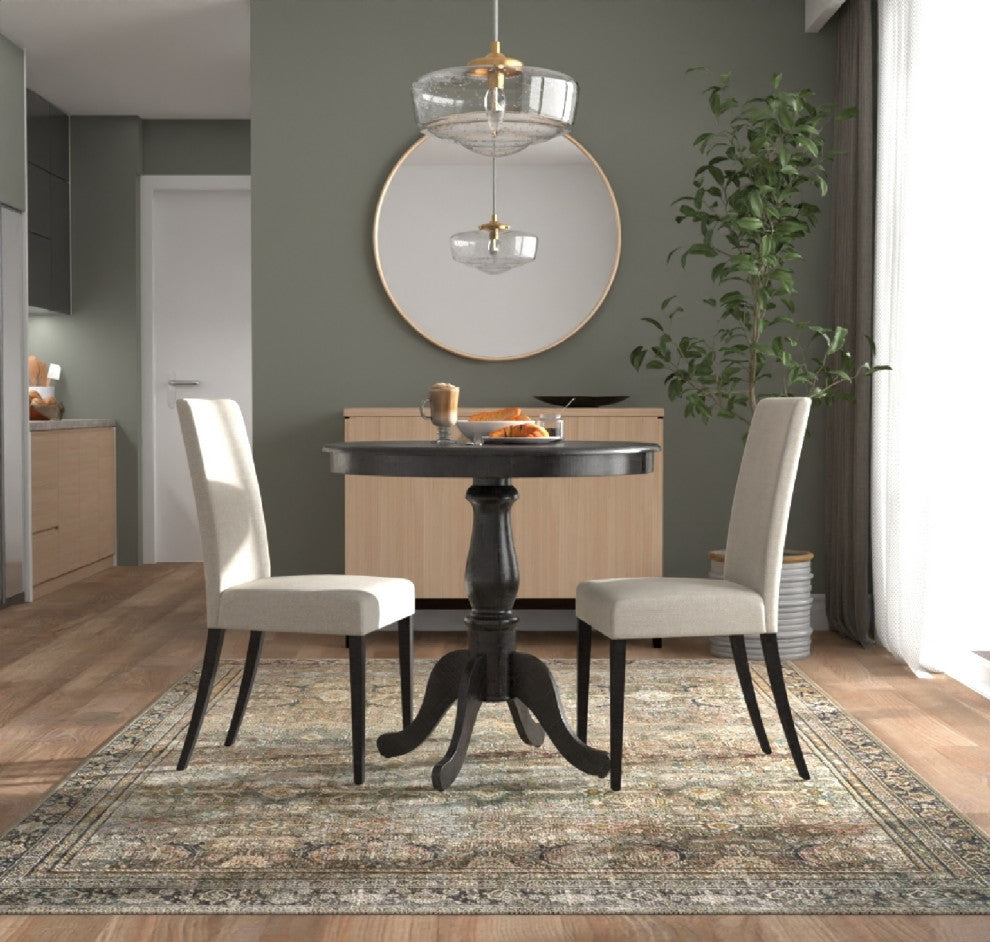 Bella Round Pedestal Bar Table, Blue/Espresso