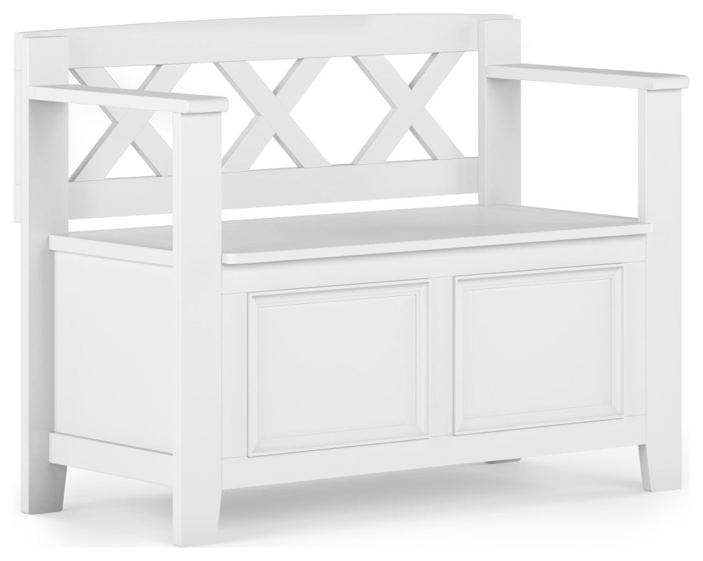 Amherst Solid Wood Small Entryway Storage Bench, White