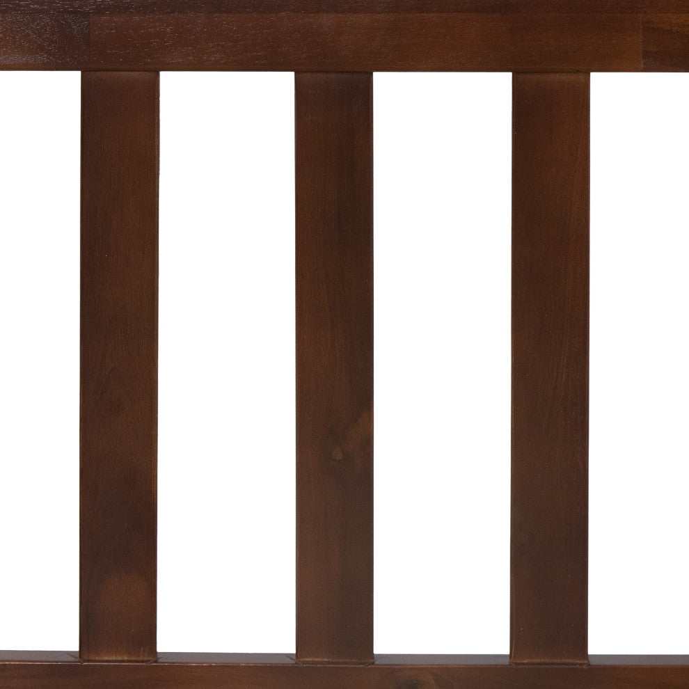 Braxton Modern Farmhouse Acacia Wood Queen Bed Platform, Dark Oak