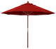 9' Square Push Lift Wood Umbrella, Sunbrella, Jockey Red