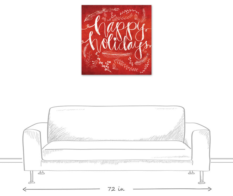 Red Happy Holidays Canvas Wall Art, 30"x30"
