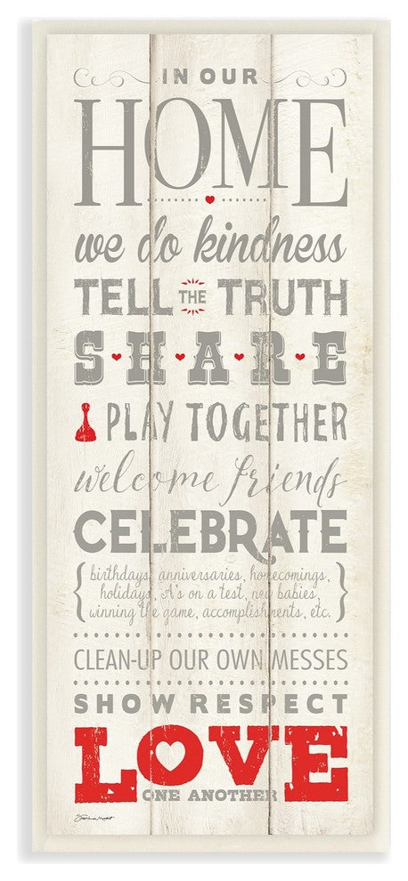 Home Share Love Gray Red & White Planked Look Wall Plaque Art, 7"x17"