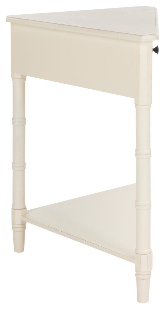 Safavieh Gomez Corner Table With Storage Drawer, Distressed Cream