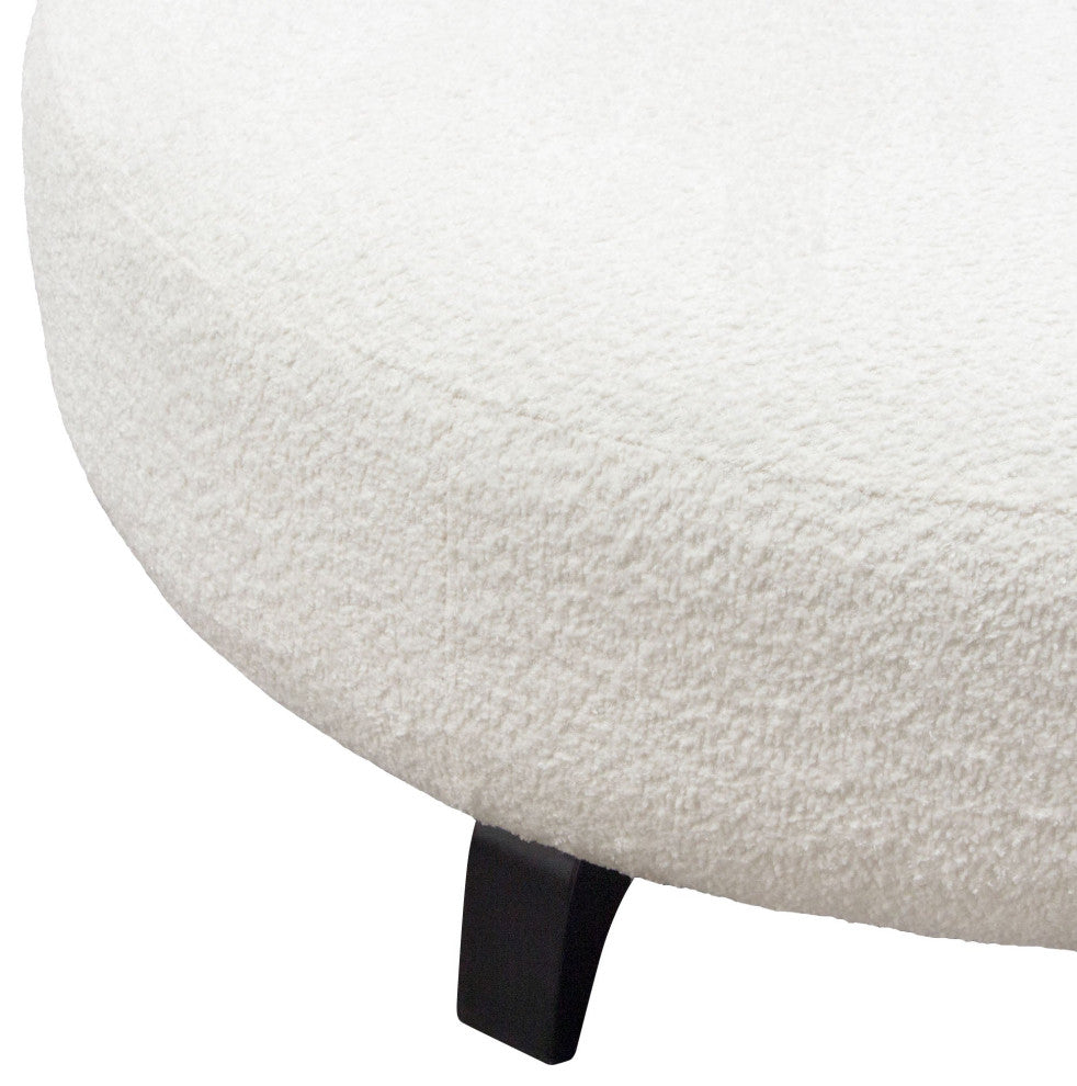 Vesper Round Ottoman, White
