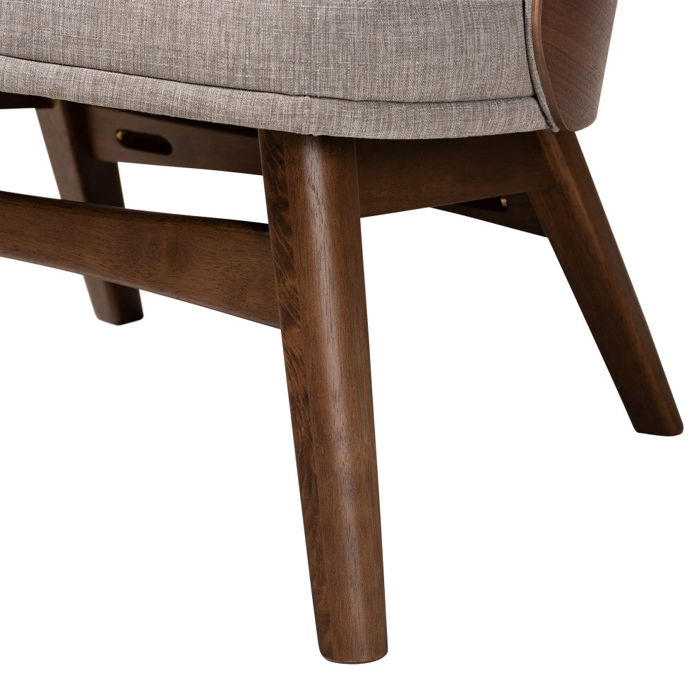 Lovella Grey Fabric and Walnut Brown Finished Wood 2-Piece Accent Chair Set