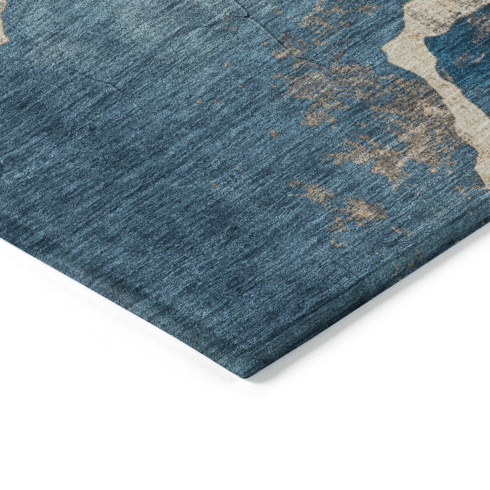 Machine Washable Indoor/Outdoor Chantille ACN1889 Navy 8' x 8' Round Rug