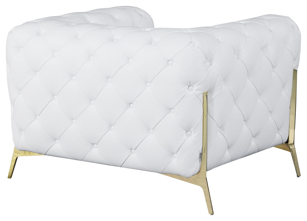 Angelica Italian Leather Accent Chair, White