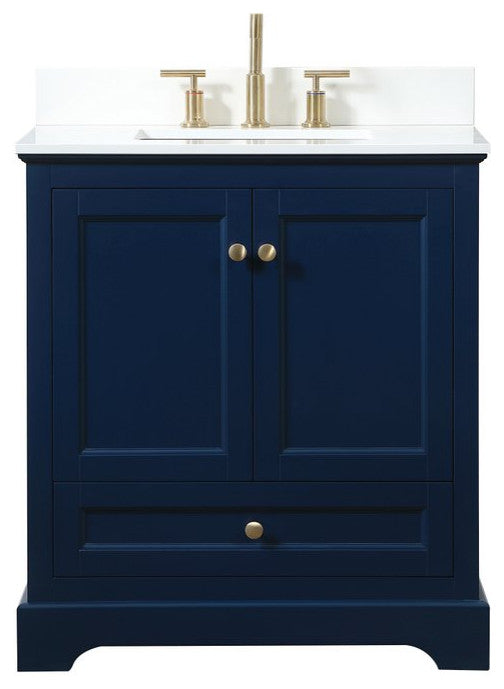 Elegant VF15530BL-BS 30"Single Bathroom Vanity, Blue With Backsplash