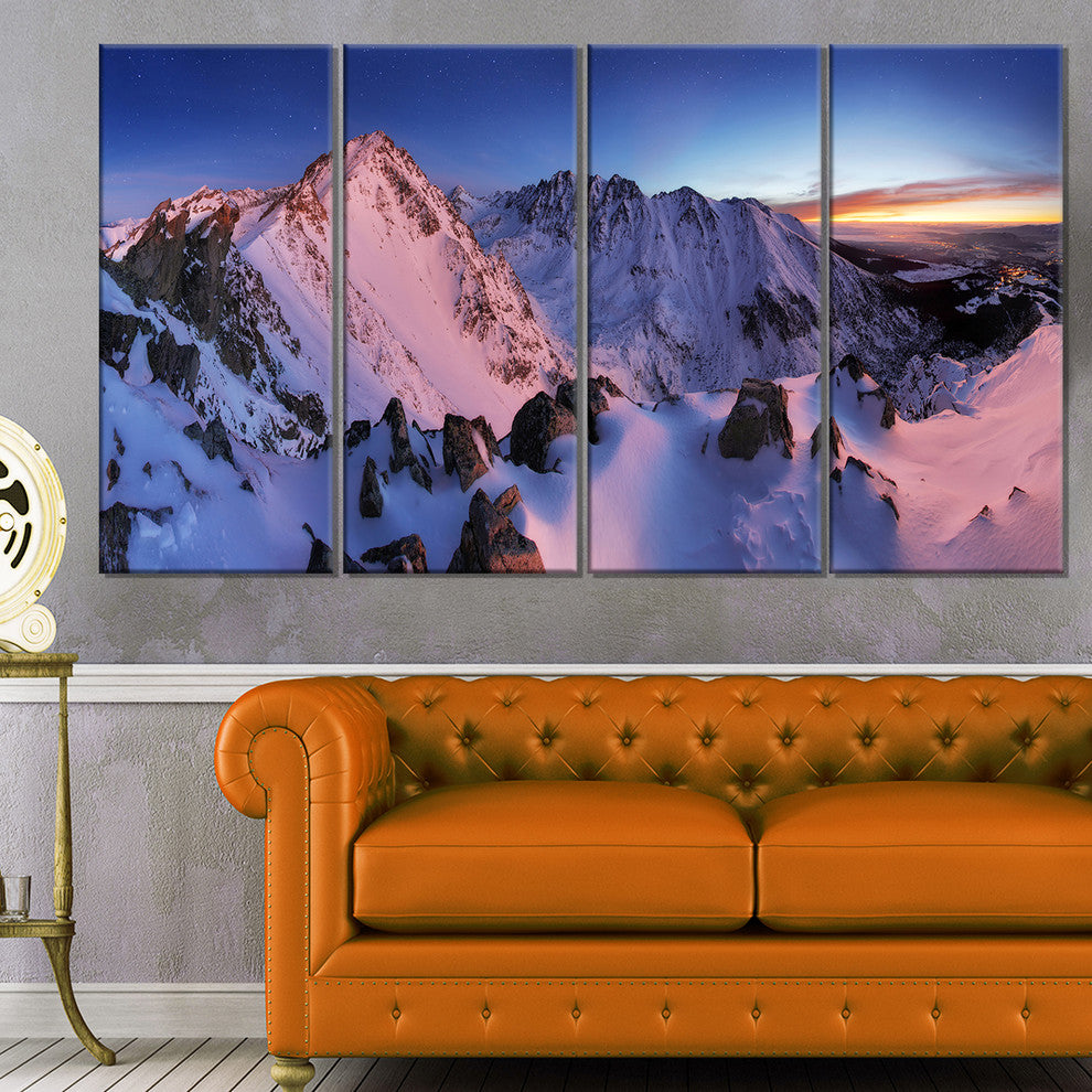 "Slovakia Tatras Winter Mountains" Landscape Wall Art, 4 Panels, 48"x28"