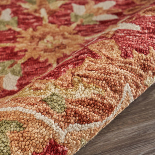 Burnt Red Medallion Garden Area Rug, 6' Round