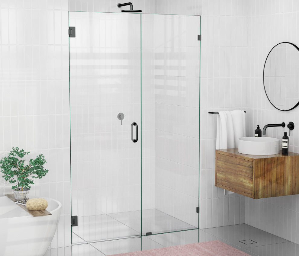 78"x52" Frameless Hinged Shower Door, Wall Hinge Door Style, Oil Rubbed Bronze