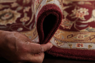 Traditional All-Over Agra Indian Hand-Knotted Oriental Area Rug, Red, 9'10"X7'9"