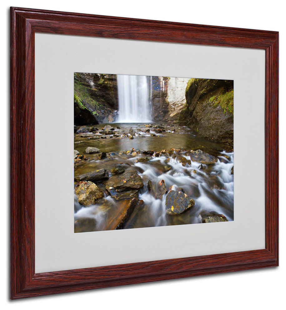 'Looking Glass Falls' Matted Framed Canvas Art by Pierre Leclerc