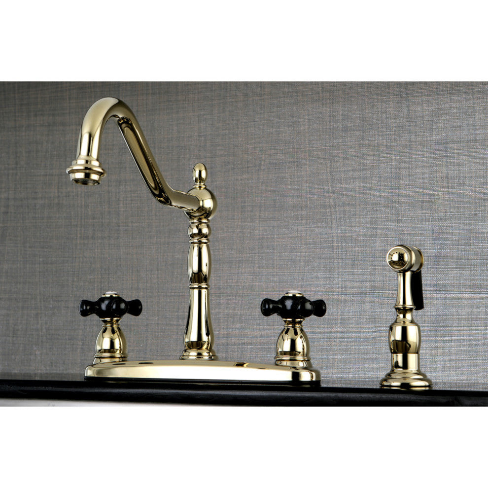 Kingston Brass Centerset Kitchen Faucet, Polished Brass