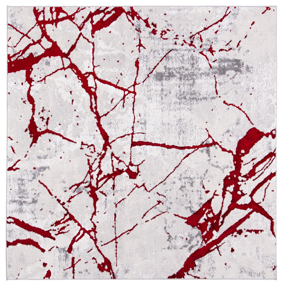 Safavieh Amelia Collection, ALA293 Rug, Grey/Red, 6'7" Square
