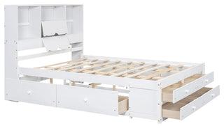 Gewnee win Size Wood Platform Bed with House-shaped Headboard in White