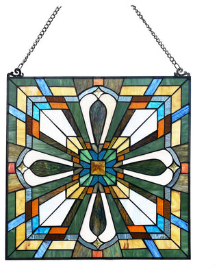 Archie Mission-Style Stained Glass Window Panel 20" Wide