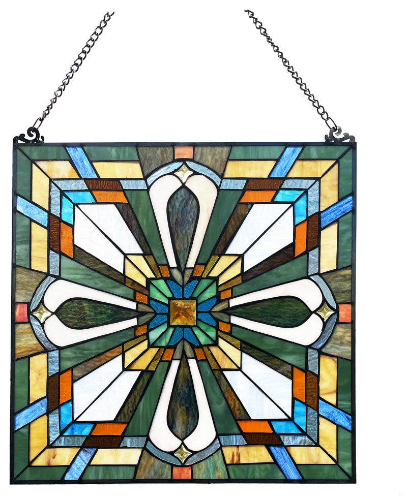Archie Mission-Style Stained Glass Window Panel 20" Wide