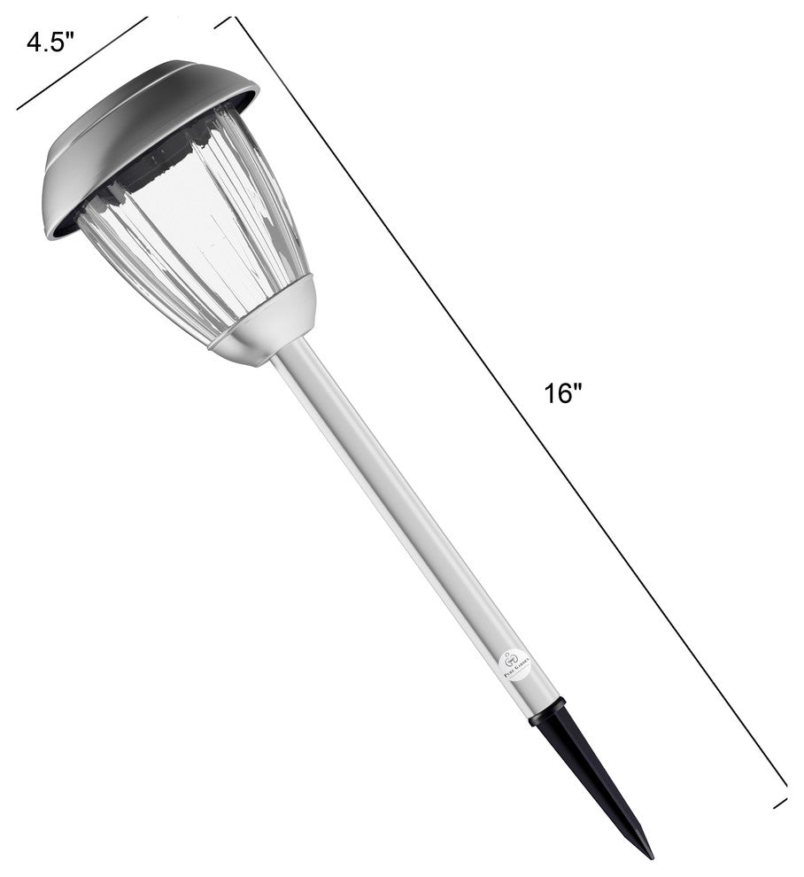 Solar Path Lights, Set of 8 Stainless Outdoor Lights by Pure Garden, Gunmetal