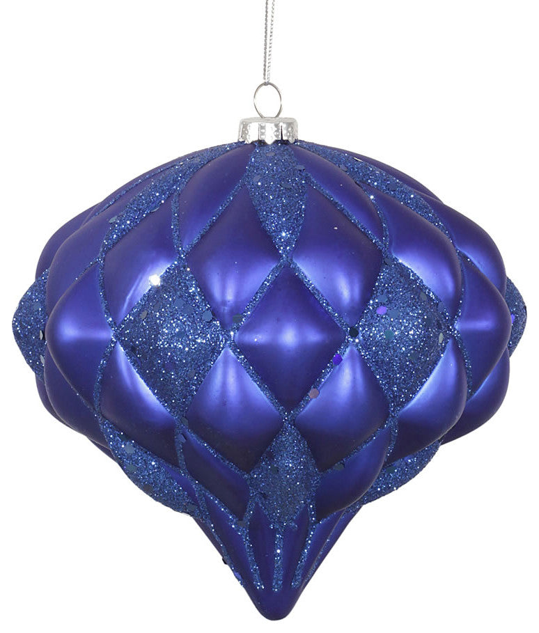 Vickerman M112202 5.7" Blue Matte/Glitter Diamond Onion Christmas Ornament