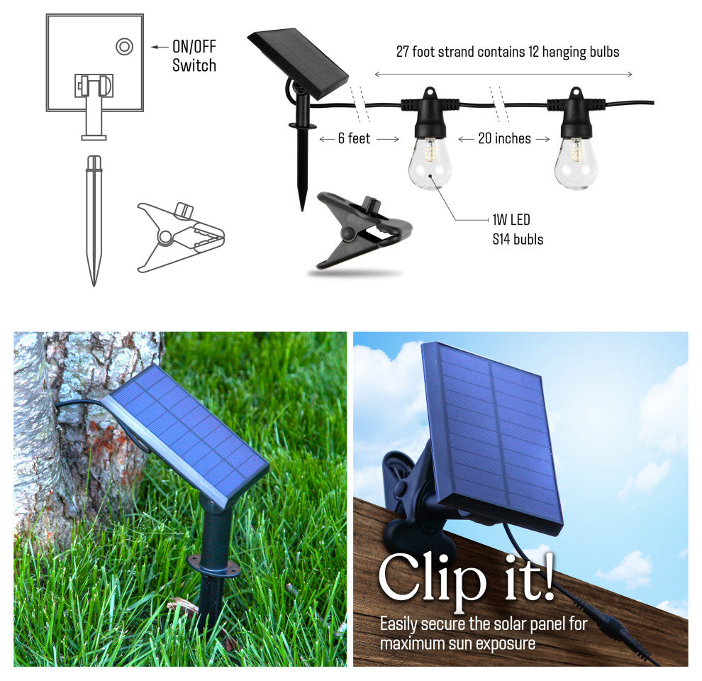 Ambience Pro, Waterproof, Solar Outdoor String Lights, 1W, 2700K, 48'