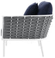 Lounge Sectional Sofa Chair Set, Navy White, Aluminum, Modern, Outdoor Patio