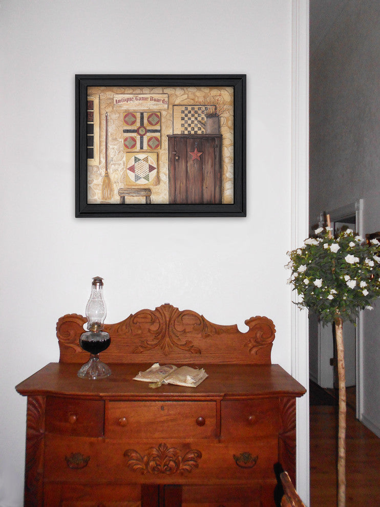 "Antique Game Boards" By Pam Britton, Printed Wall Art, Black Frame