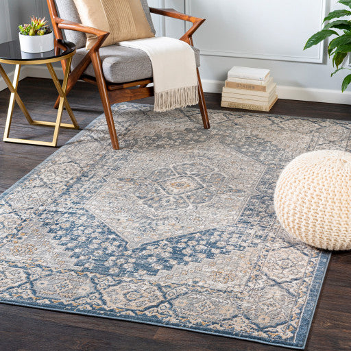 Surya Seattle STA-2304 5'3"x7'3" Rug, Khaki/White/Denim/Medium Gray/Light Gray