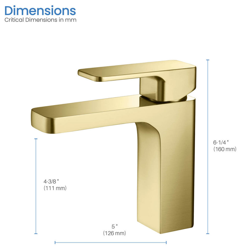 Blaze Single Handle Bathroom Sink Faucet, Brushed Gold