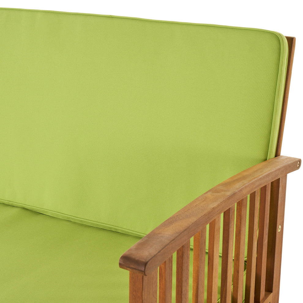GDF Studio 4-Piece Caresta Outdoor Acacia and Light Green Cushions Sofa Set