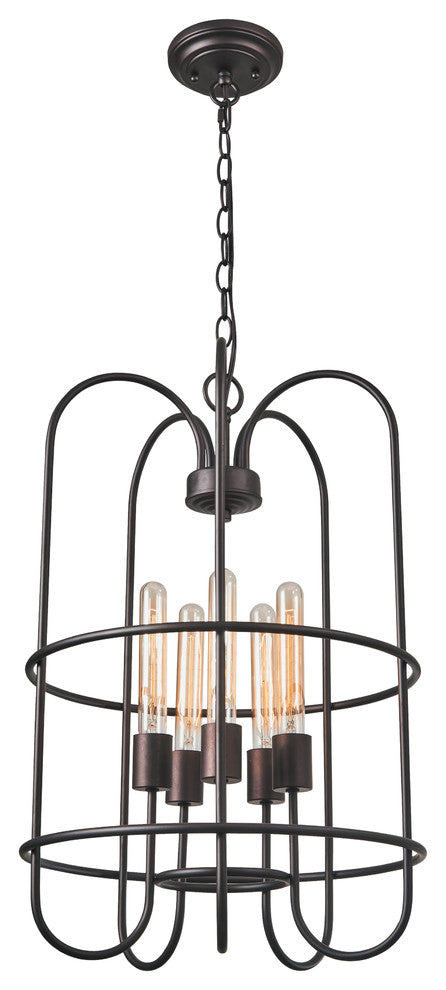 Ironclad 5-Light Rubbed Bronze Ceiling Pendant 16"
