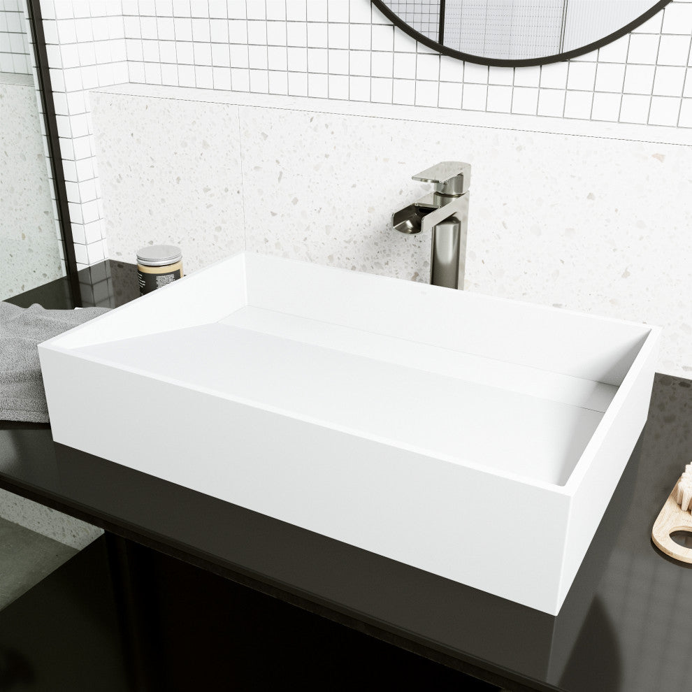 Starr 23"L x 15"W MatteStone Vessel Sink and Amada 10"H Faucet Set