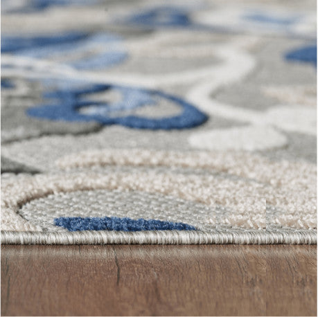 5"x7" Blue Gray Jacobean Floral Indoor Outdoor Area Rug