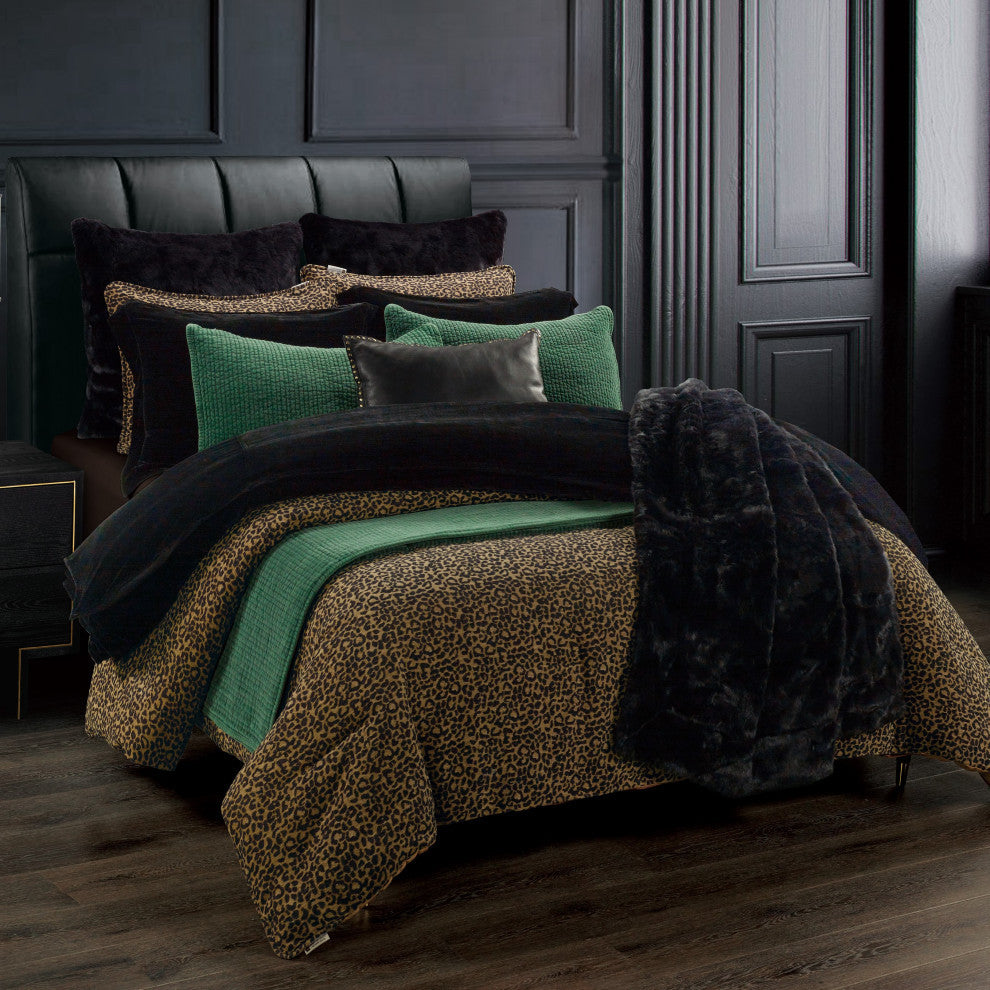 3 Piece Adrienne Comforter Set, Queen Gold