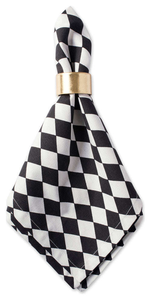 DII Black And Cream Harelquin Print Napkin, Set of 6