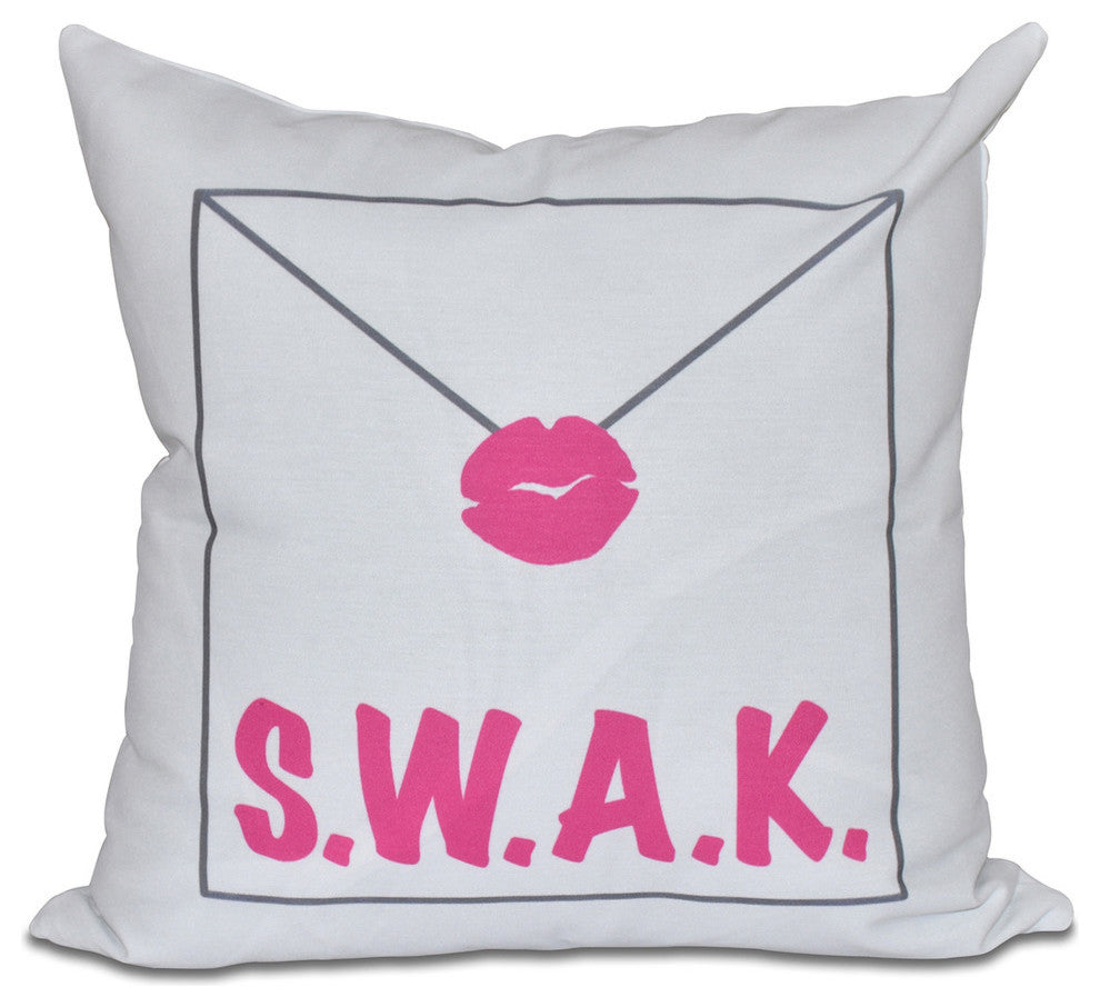 Valentine Print Pillow, Pink, 16"x16"