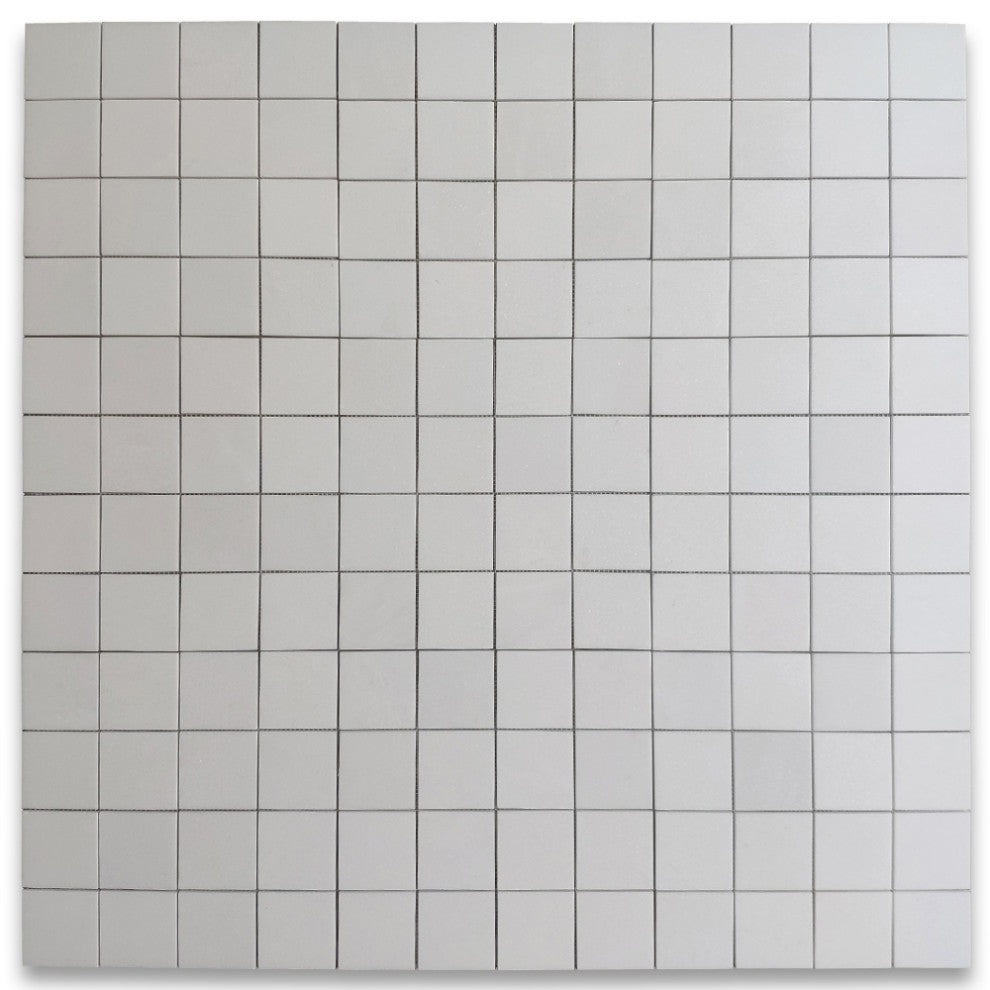 Thassos White Marble 3x3 Square Mosaic Tile Honed, 1 sheet