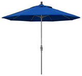 9' Grey Collar Tilt Lift Fiberglass Rib Aluminum Umbrella, Pacifica, Pacific Blue