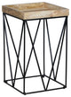 Benzara UPT-262395 Industrial End Side Table, Square Tray Top, Brown, Black