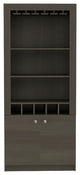 New York Bar Cabinet with Wine Rack, 5 Cubbies, and 3 Shelves, Smokey Oak