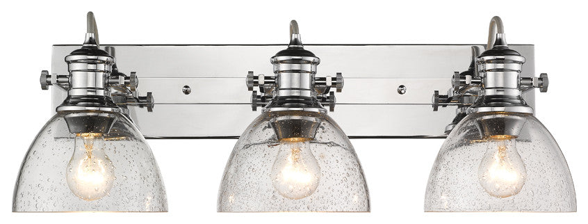 Hines 3-Light Bath Vanity, Chrome, Seeded Glass
