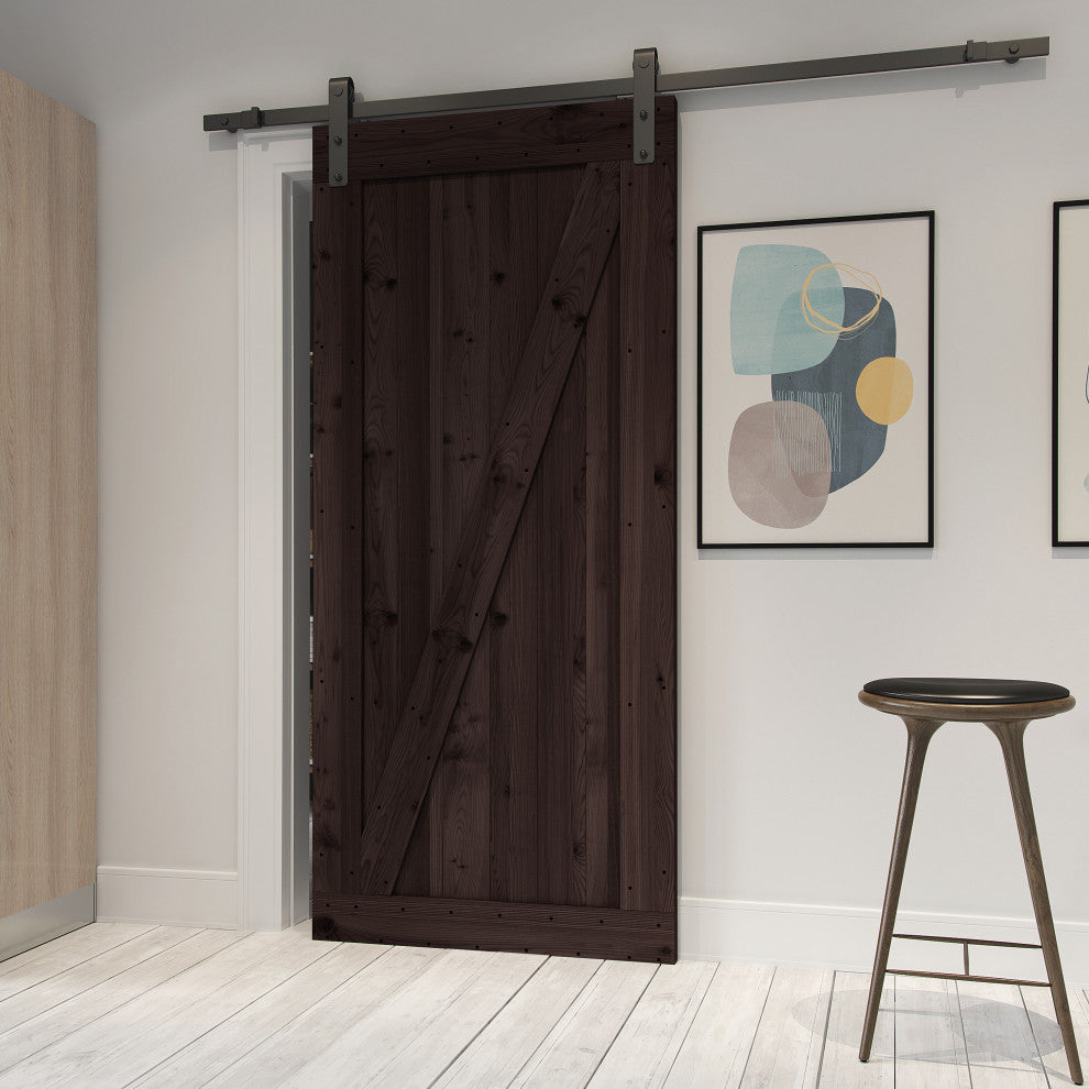 Farm Style Sliding Door, Distressed Smoke Finish