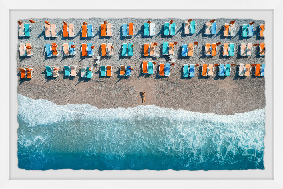 "Alone on an Empty Beach" Framed Painting Print, 18x12