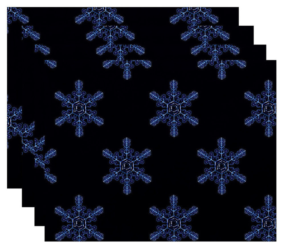 Flurries, Holiday Print Placement, Navy Blue, Set of 4